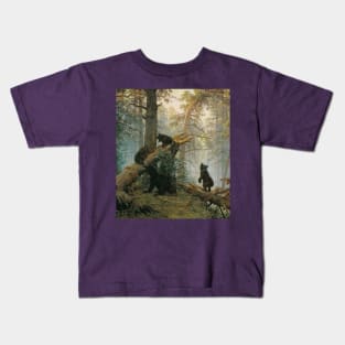 Morning in a Pine Forest by Ivan Shishkin Kids T-Shirt